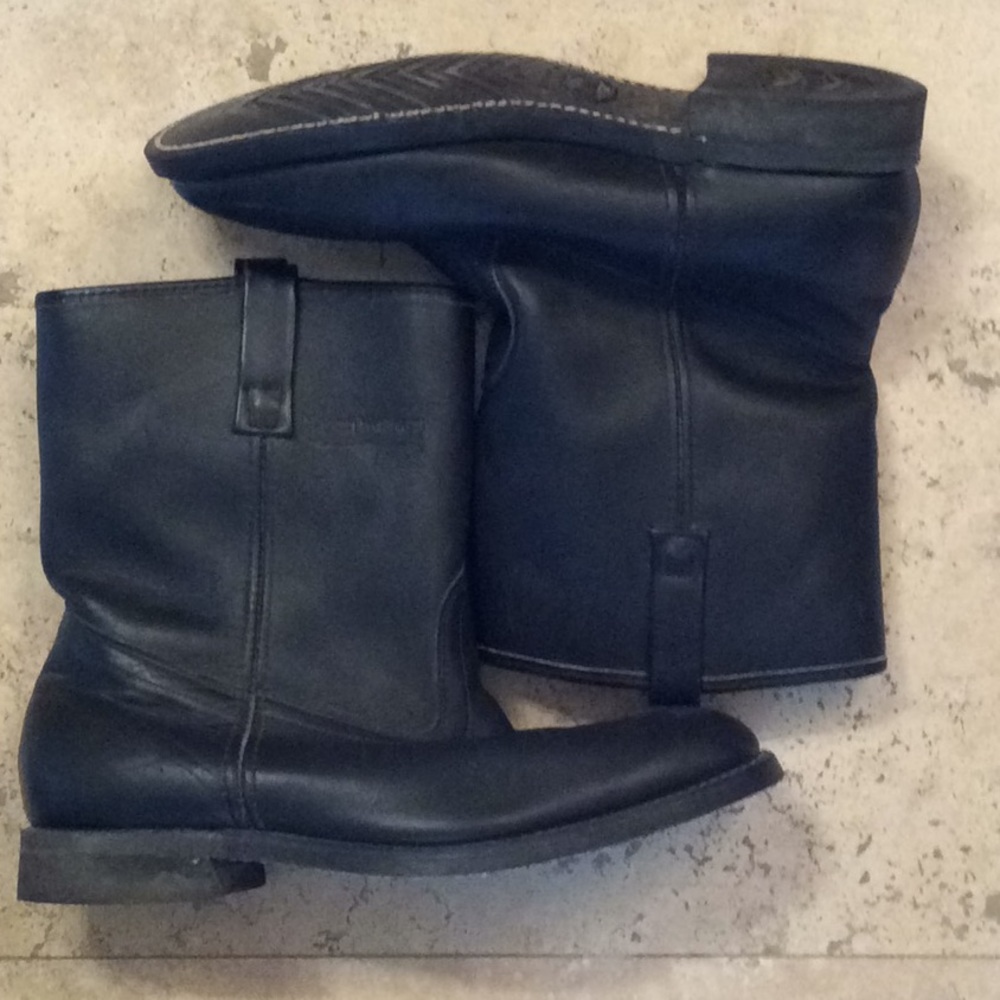 Western style heavy leather work boots